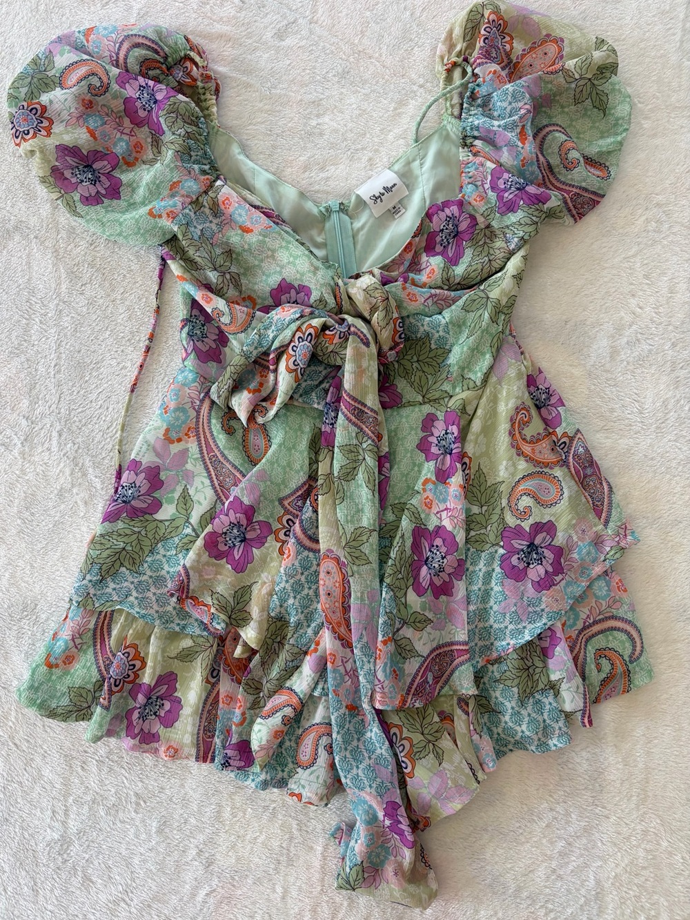 Sky to Moon paisley tiered ruffle romper medium
